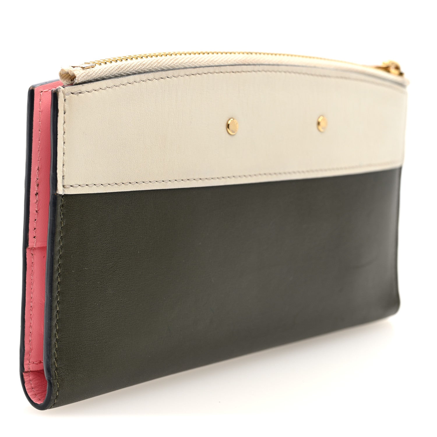 Louis Vuitton Calfskin City Steamer Wallet Kaki White