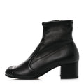 Chanel Stretch Lambskin Cap Toe CC Short Boots 36.5 Black