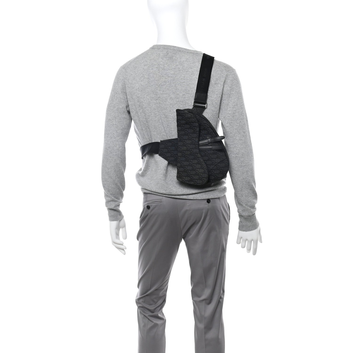 Christian Dior Oblique Mens Saddle Bag Black