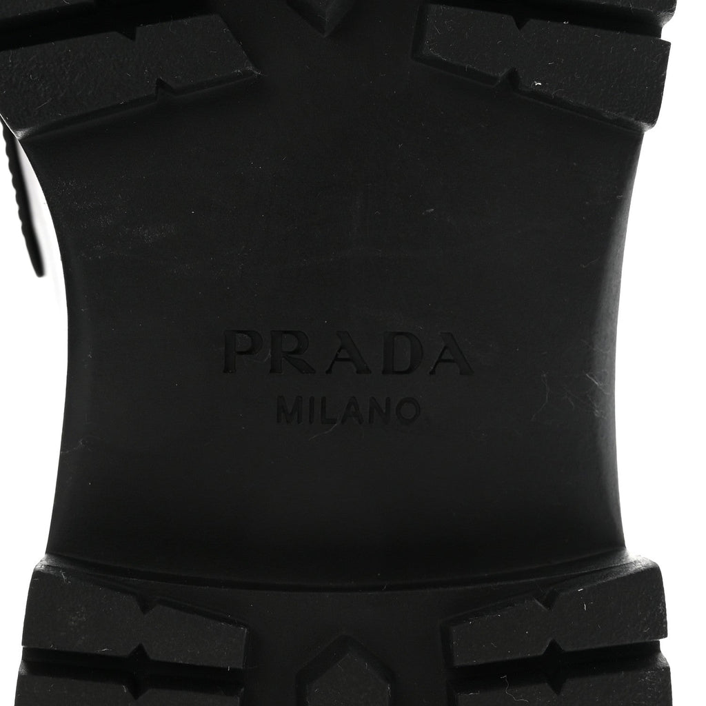 Prada Metal Triangle Logo Double Chocolate Loafers 38 Black