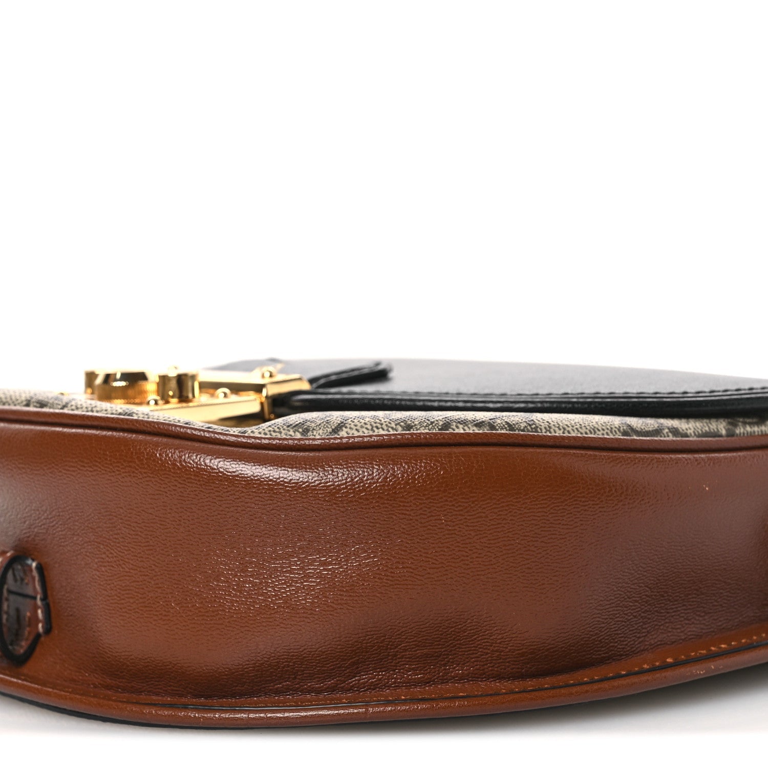 Gucci GG Supreme Monogram Calfskin Small Padlock Messenger Shoulder Bag Beige Black Cuir
