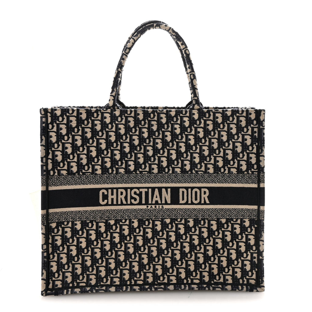 Christian Dior Oblique Large Book Tote Blue Multicolor