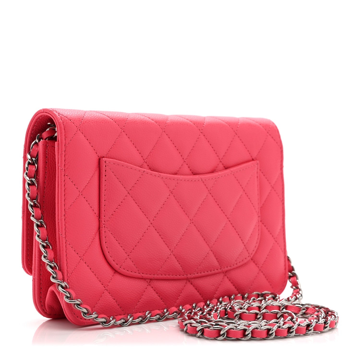 Chanel Caviar Quilted Wallet on Chain WOC Dark Pink