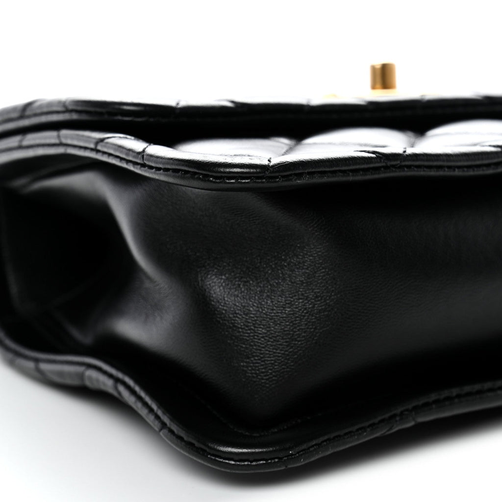 Chanel Shiny Lambskin Quilted Mini Flap Black