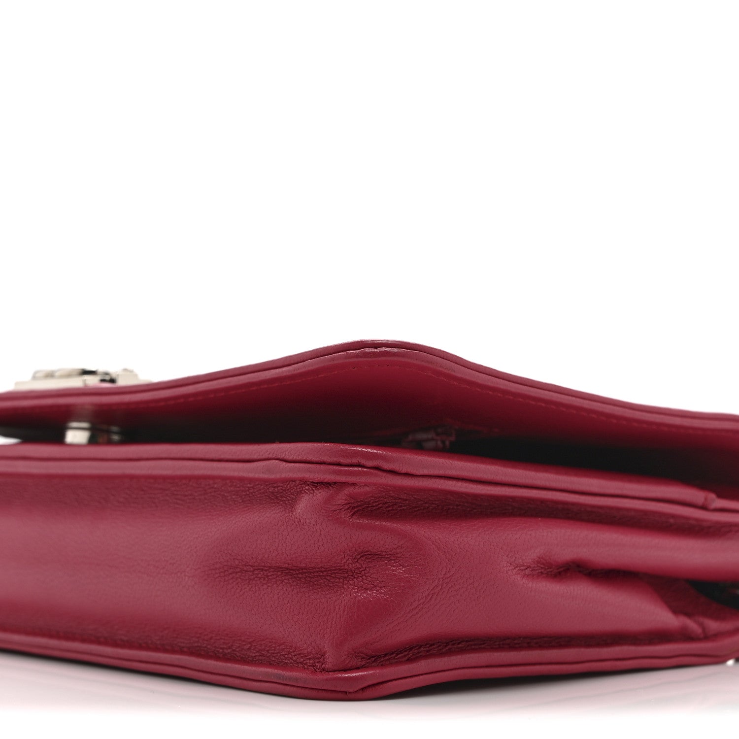 Chanel Lambskin Quilted Boy Wallet On Chain WOC Dark Fuchsia