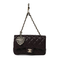 Chanel Lambskin Quilted Mini Flap Bag Charm With Hook Dark Brown