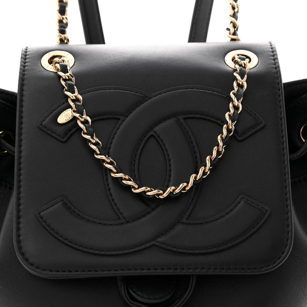 Chanel Lambskin CC Mania Backpack Black
