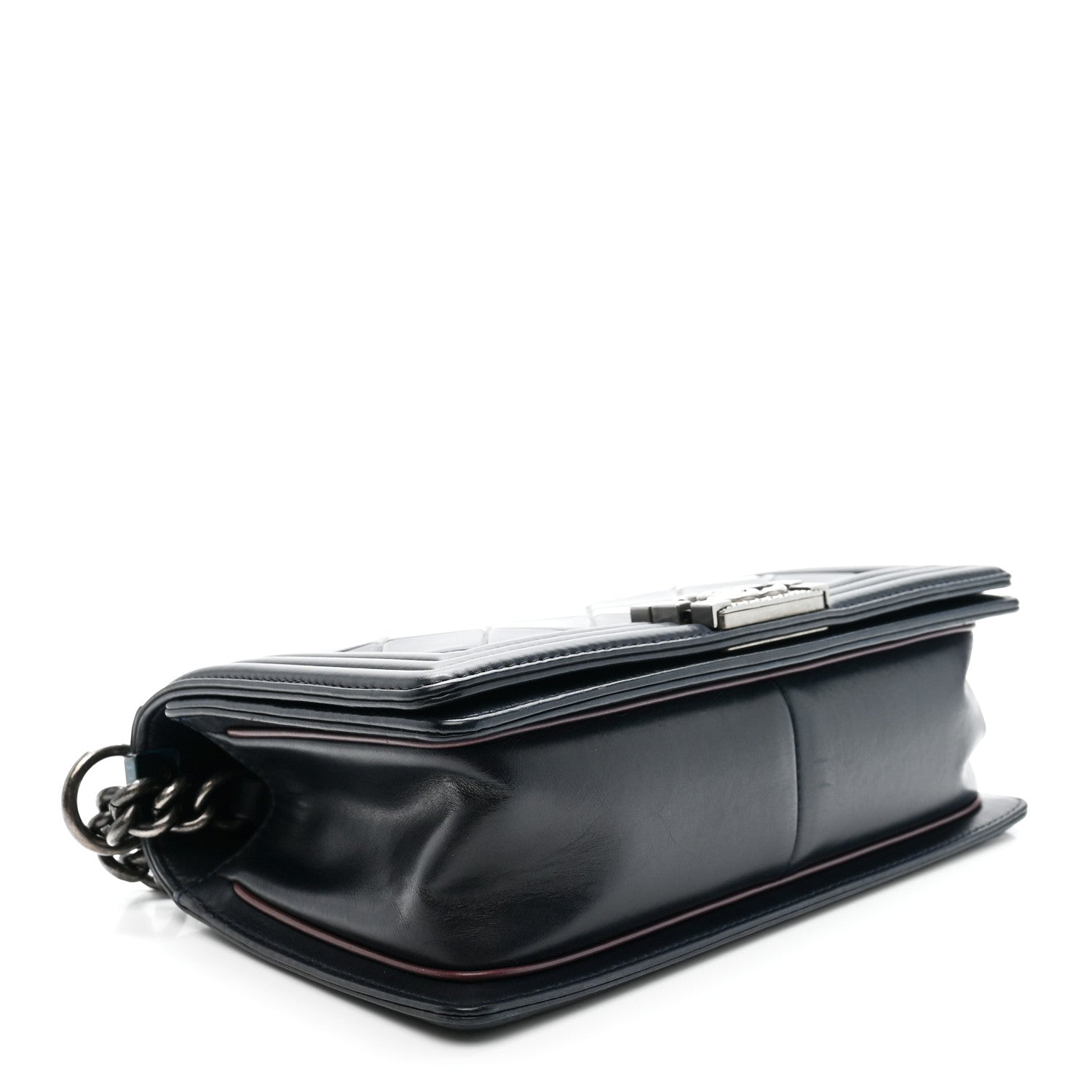 Chanel Calfskin Embossed Medium Paris Salzburg Boy Flap Navy
