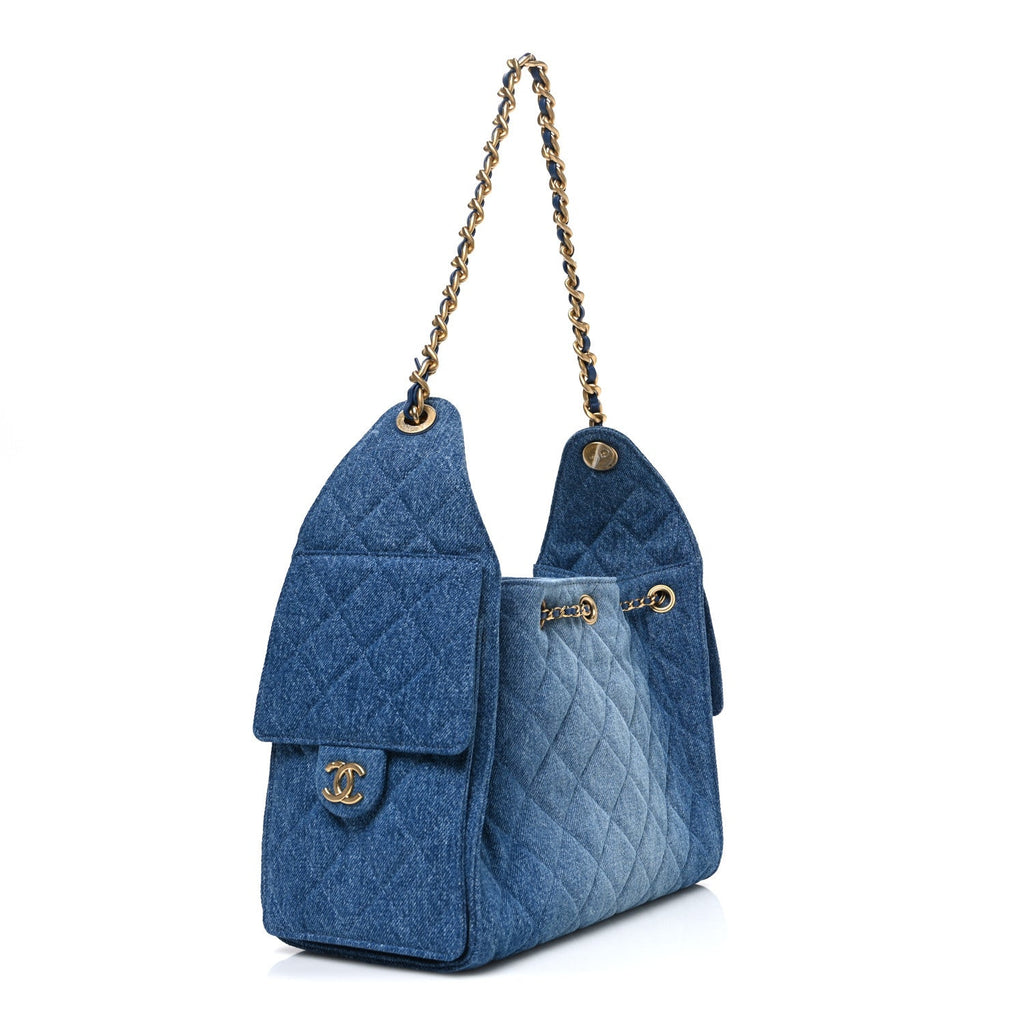 Chanel Washed Denim Quilted Small Chanel 25 Handbag Blue