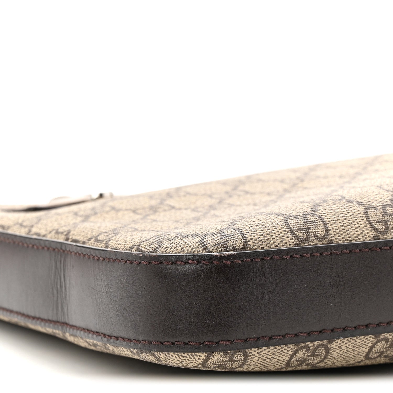 Gucci GG Supreme Monogram Medium Flat Messenger Bag Beige Brown