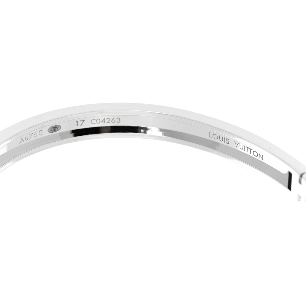 Louis Vuitton 18K White Gold Medium Empreinte Bangle Bracelet 17
