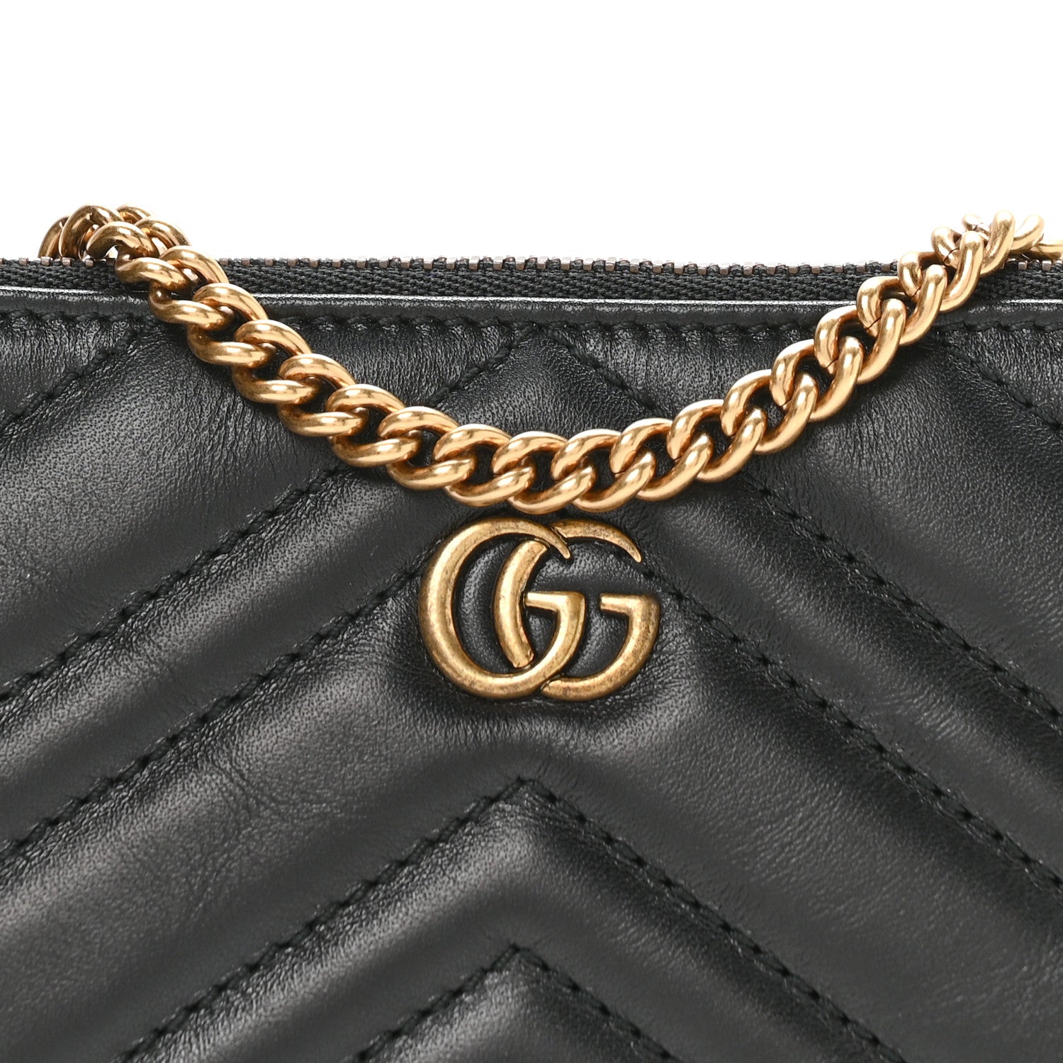 Gucci Calfskin Matelasse Mini GG Marmont Chain Bag Black