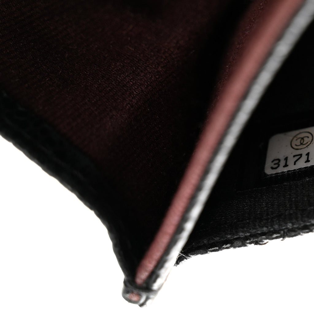 Caviar Quilted Flap Card Holder Wallet Black