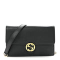 Gucci Dollar Calfskin Interlocking G Chain Wallet Black