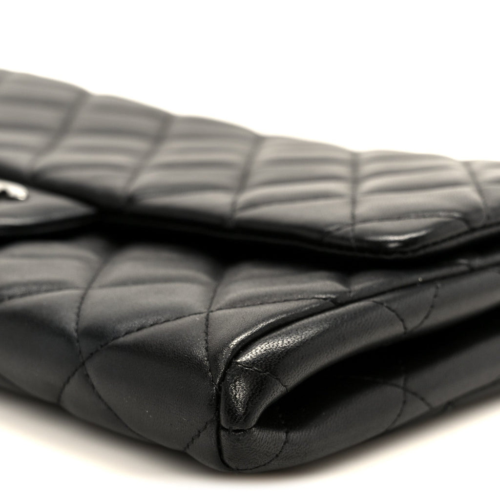 Chanel Lambskin Quilted Clutch With Chain Flap Black