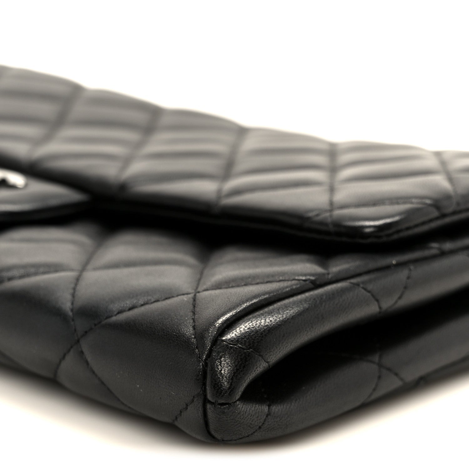 Chanel Lambskin Quilted Clutch With Chain Flap Black