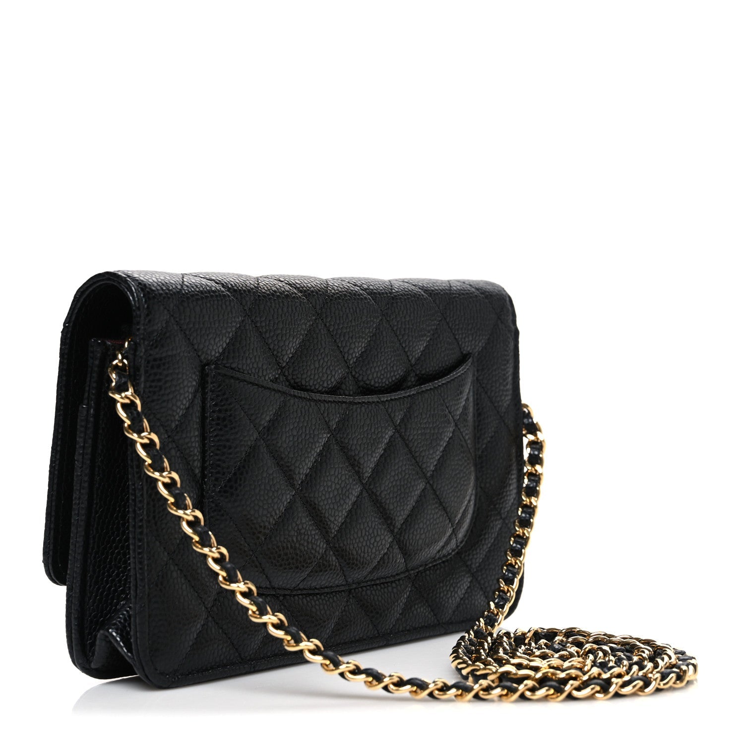 Chanel Caviar Quilted CC Turnlock Wallet On Chain WOC Black