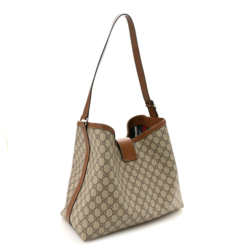 Gucci GG Icon Monogram Padlock Shoulder Bag Beige Dark Brown