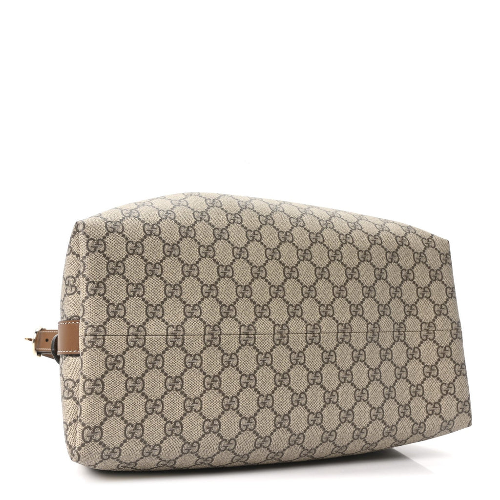 Gucci GG Icon Monogram Padlock Shoulder Bag Beige Dark Brown