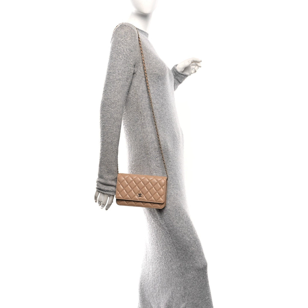 Chanel Caviar Quilted Wallet on Chain WOC Beige