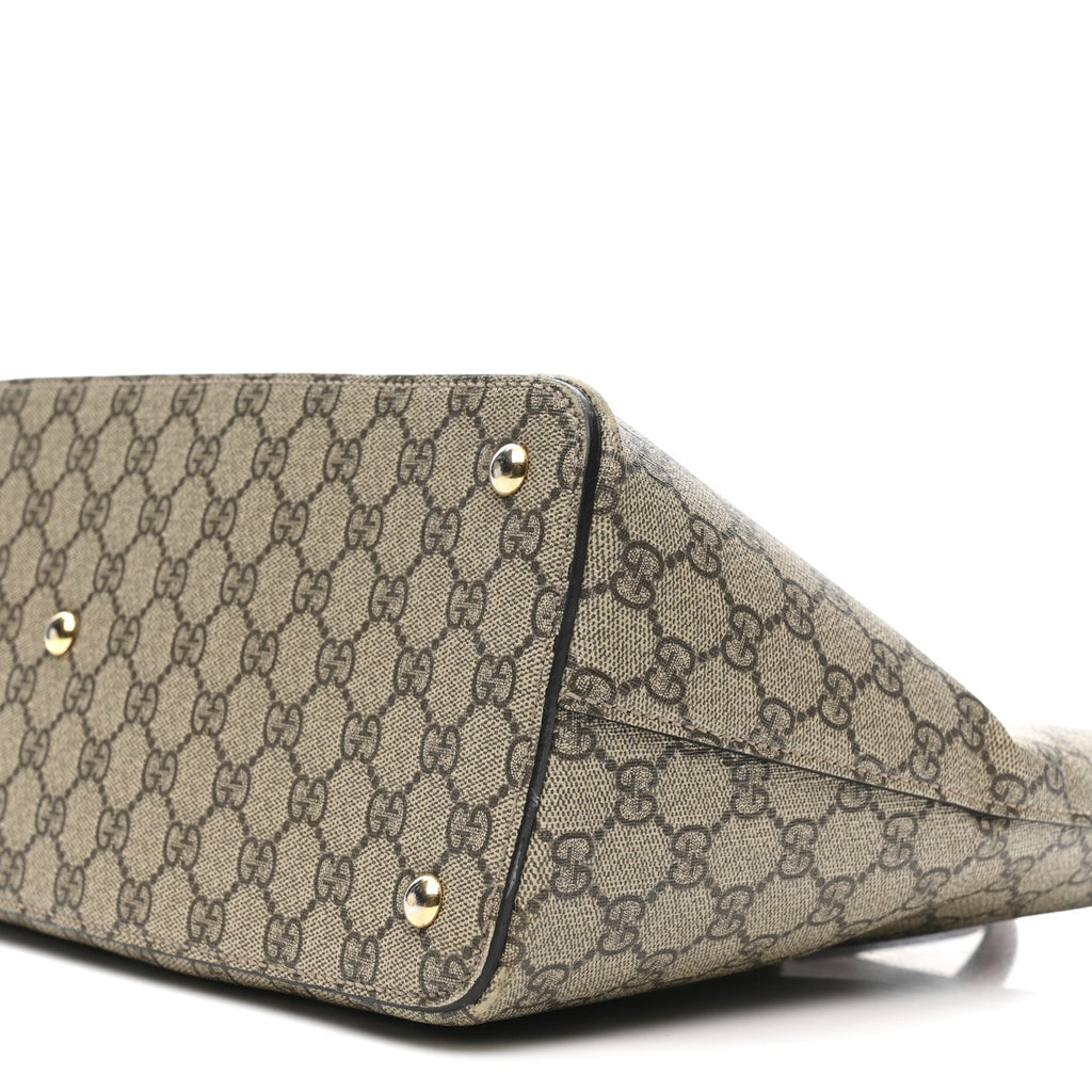 Gucci GG Supreme Monogram Small Zip Top Tote Beige Tuscany
