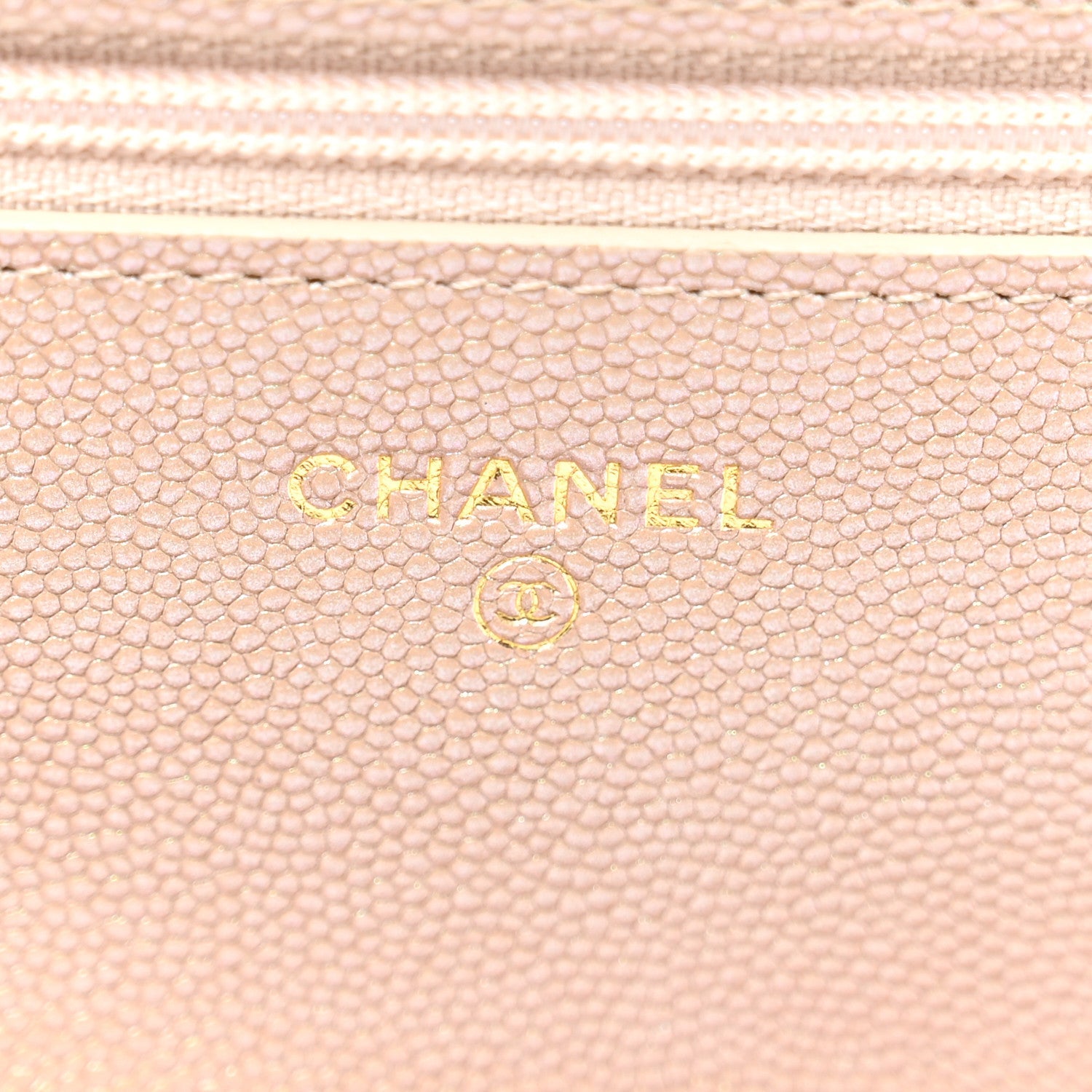 Chanel Iridescent Caviar Quilted Wallet on Chain WOC Beige