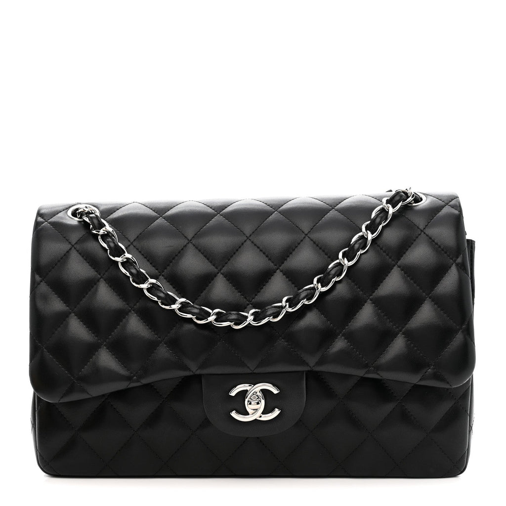 Chanel Lambskin Quilted Jumbo Double Flap Black