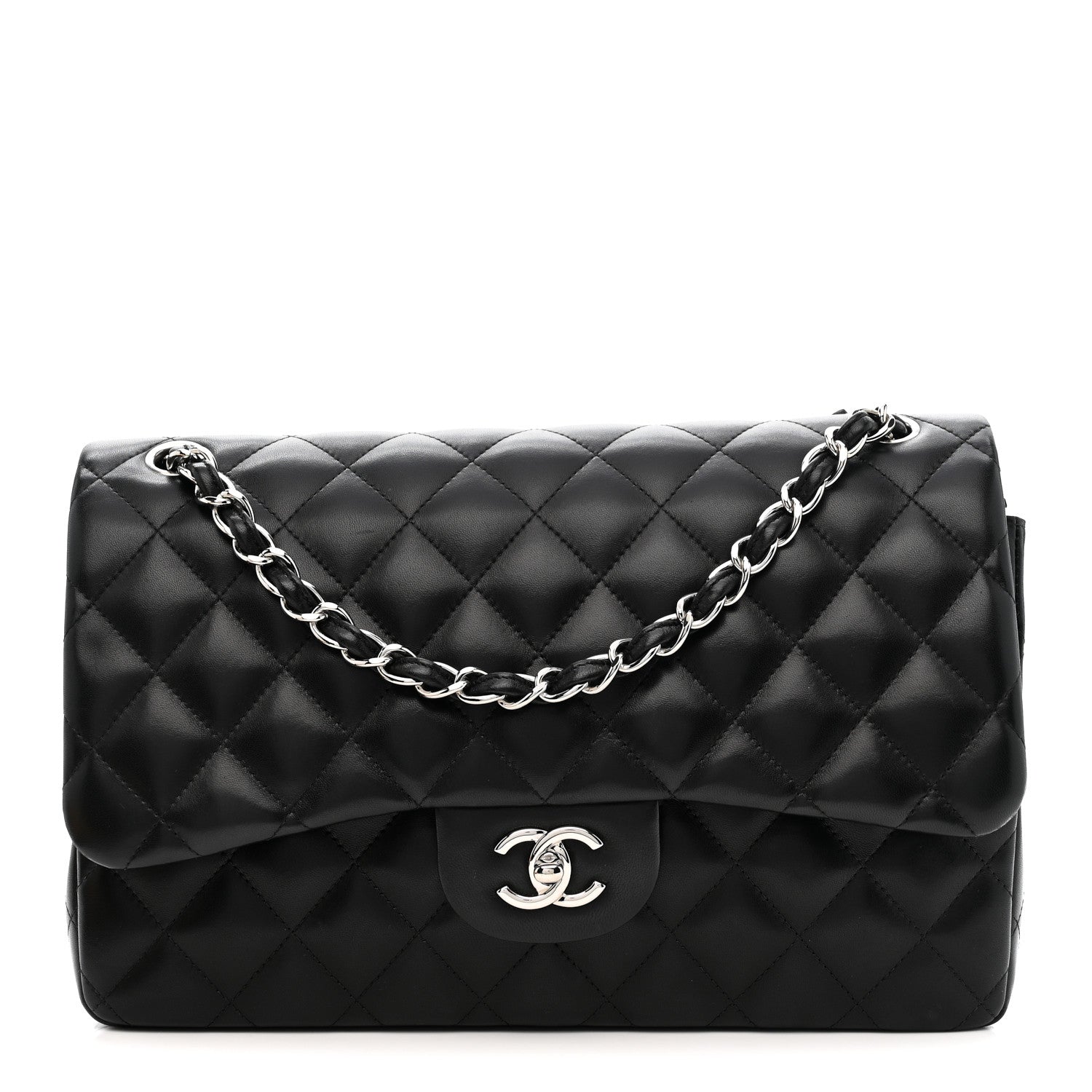 Chanel Lambskin Quilted Jumbo Double Flap Black