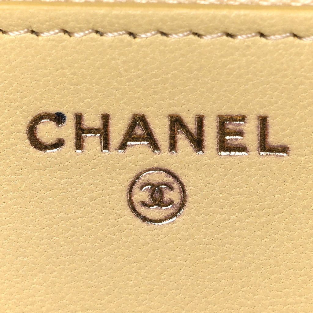Chanel Lambskin Quilted Enamel Wallet On Chain WOC Yellow
