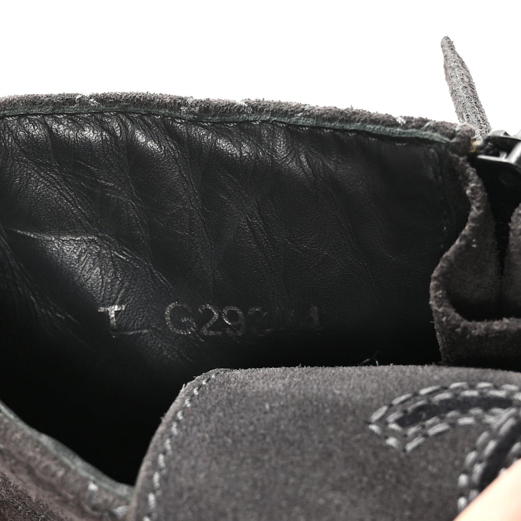 Chanel Suede Quilted CC Tall Lace Up Combat Boots 38 Grey