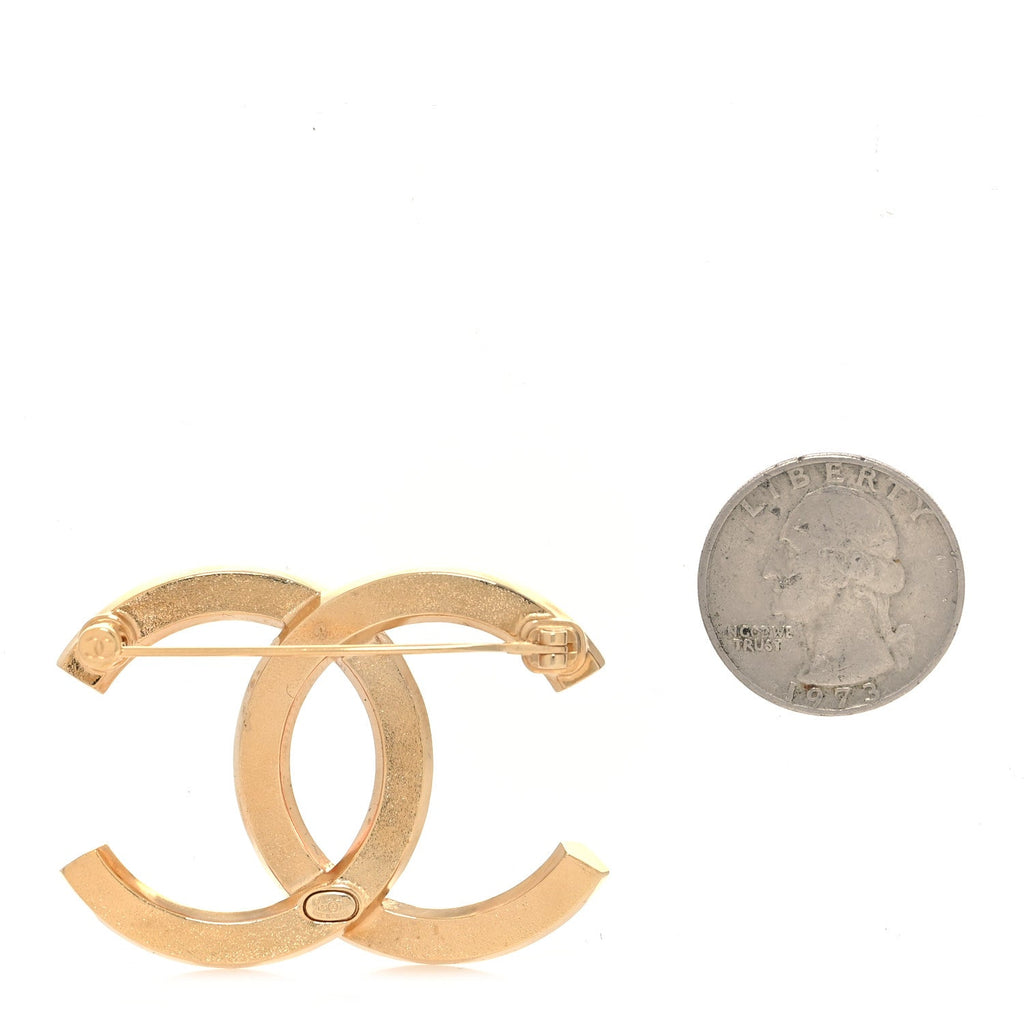 Baguette Crystal CC Brooch Gold Pink