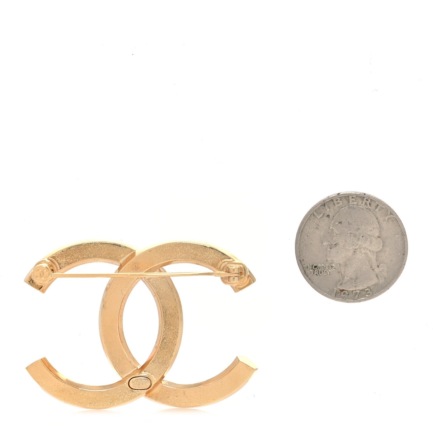 Baguette Crystal CC Brooch Gold Pink