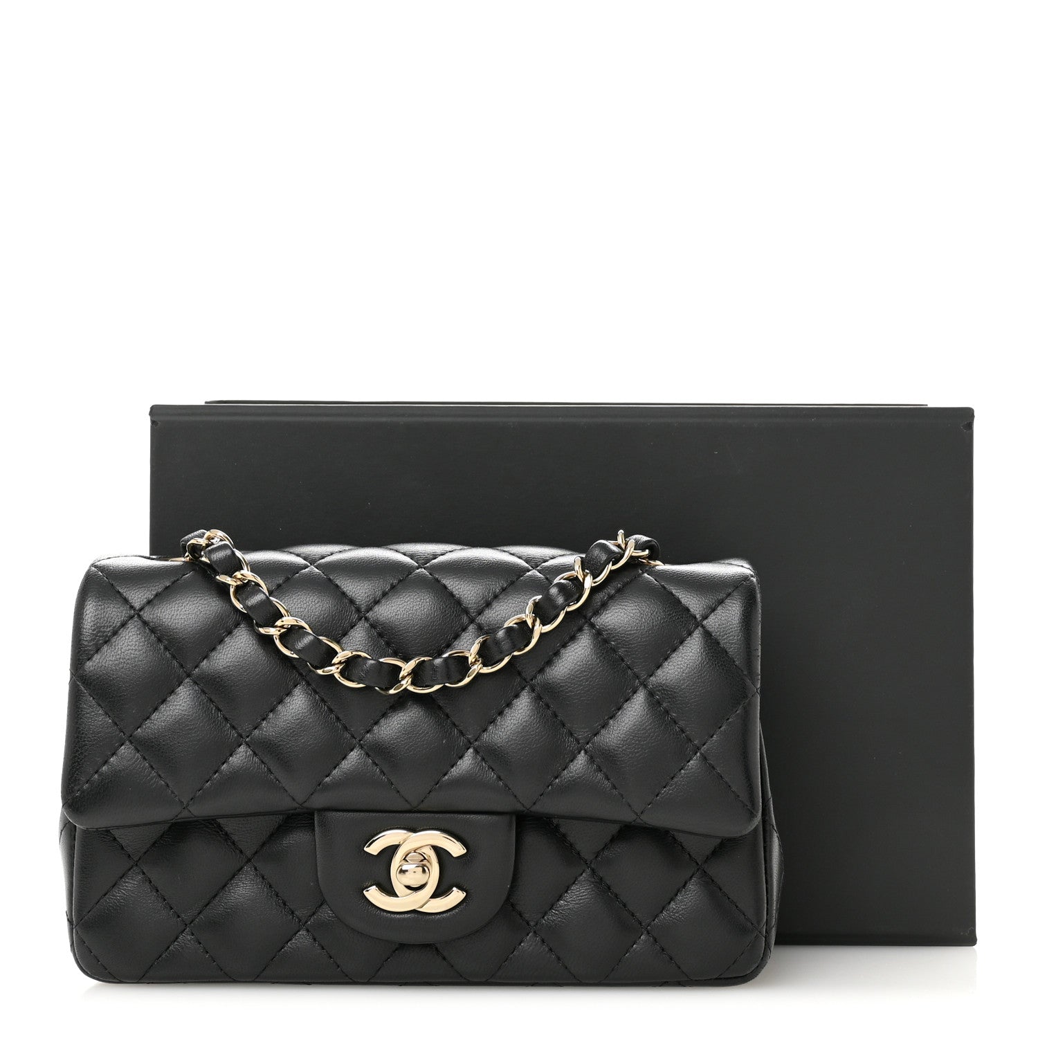Chanel Lambskin Quilted Mini Rectangular Flap Black