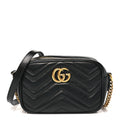 Gucci Calfskin Matelasse Mini GG Marmont Chain Shoulder Bag Black