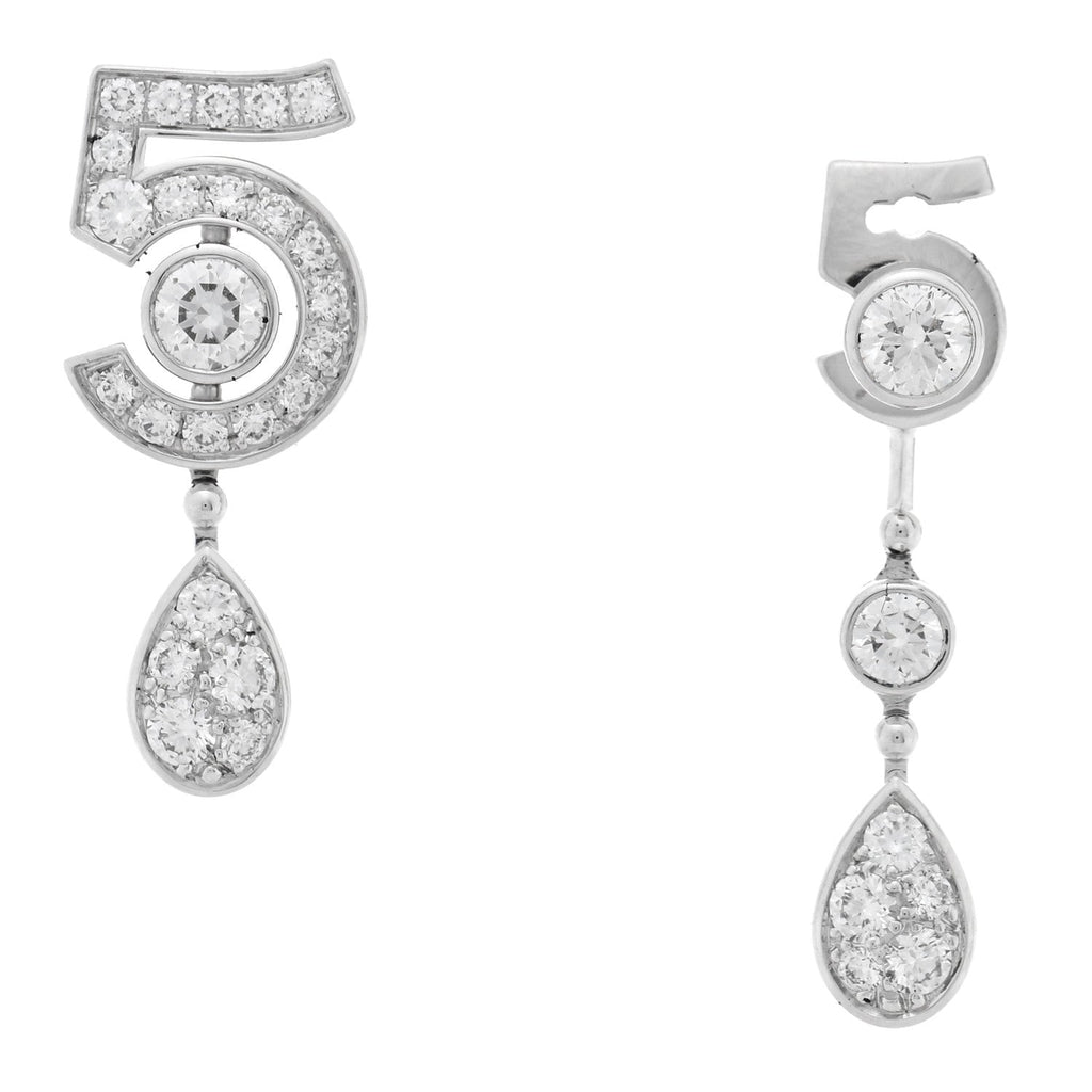 18K White Gold Diamond No 5 Transformable Earrings