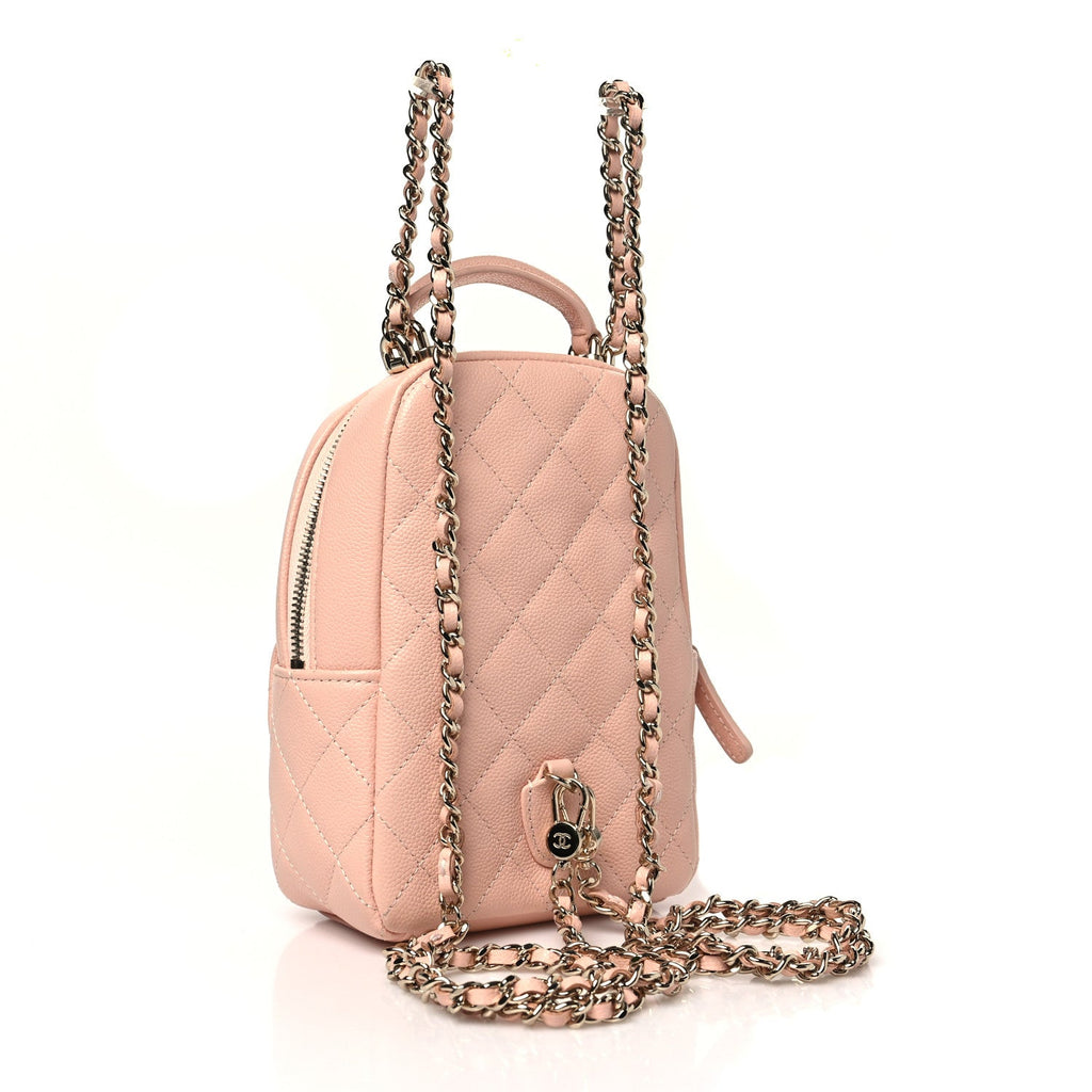 Chanel Caviar Quilted CC Mini Classic Backpack Light Pink