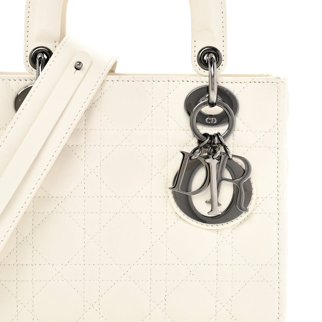 Christian Dior Lambskin Cannage Small My ABCDior Lady Dior White