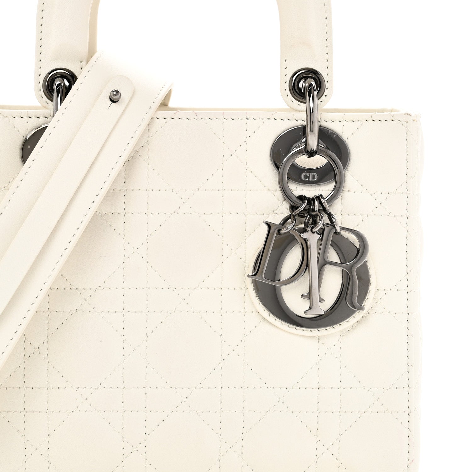 Christian Dior Lambskin Cannage Small My ABCDior Lady Dior White