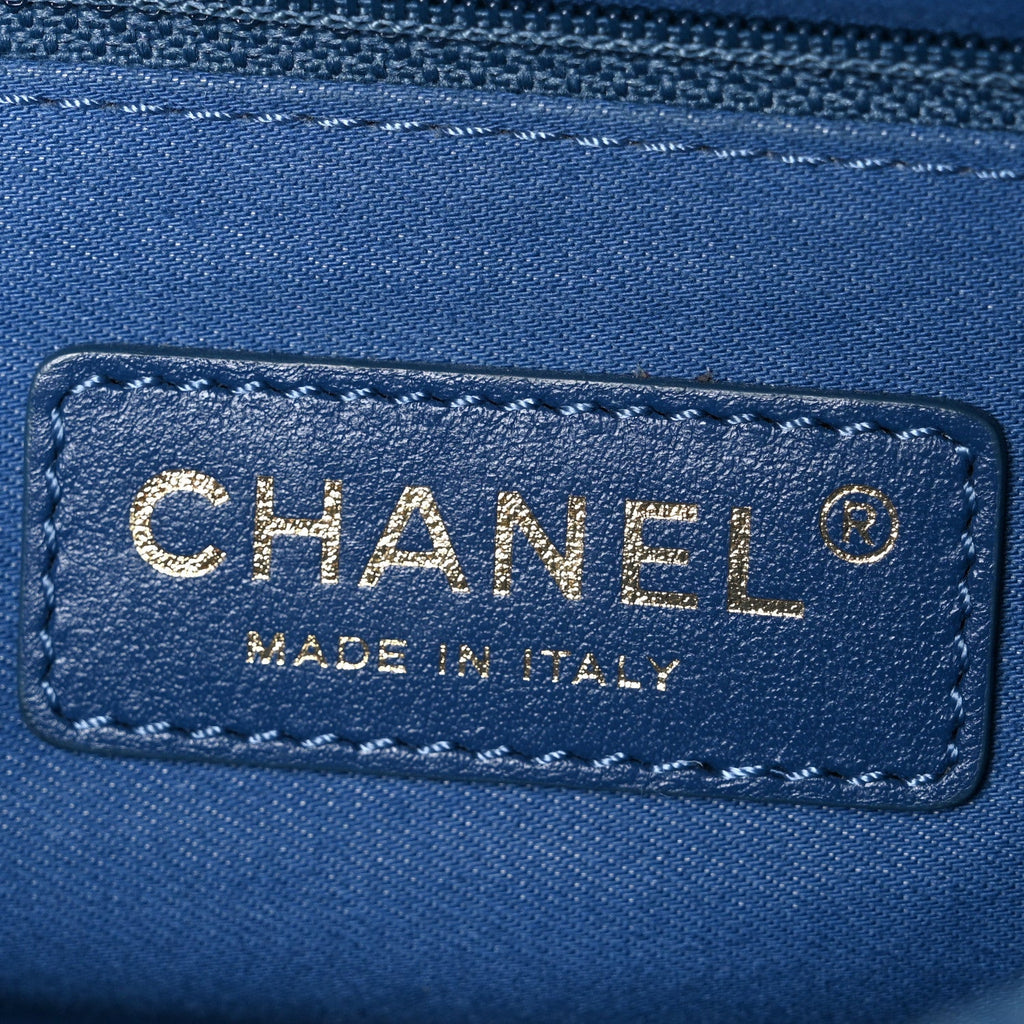 Chanel Denim Quilted Denim Large Mood Flap Blue Multicolor