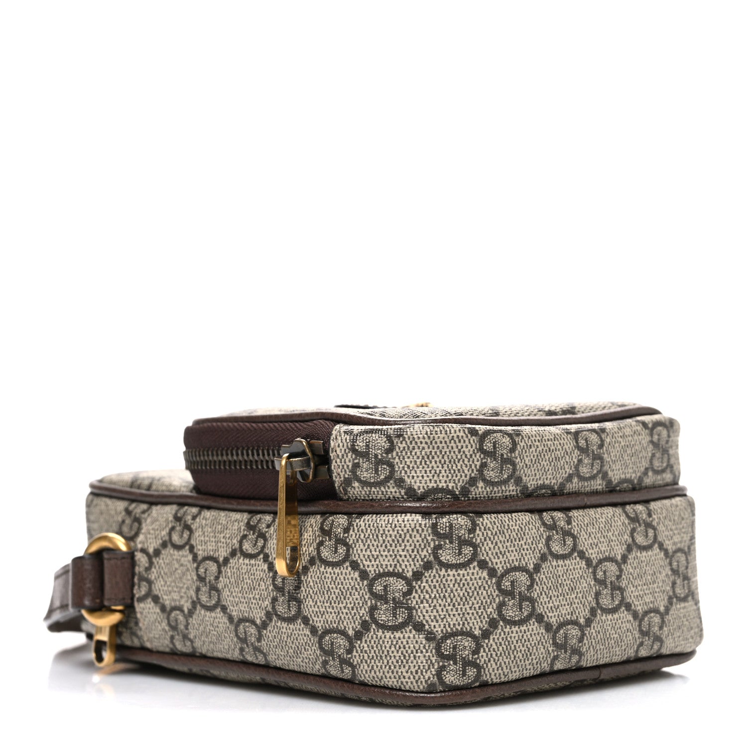 Gucci GG Supreme Monogram Mini Neo Vintage Double Zip Messenger Bag Beige New Acero Crop