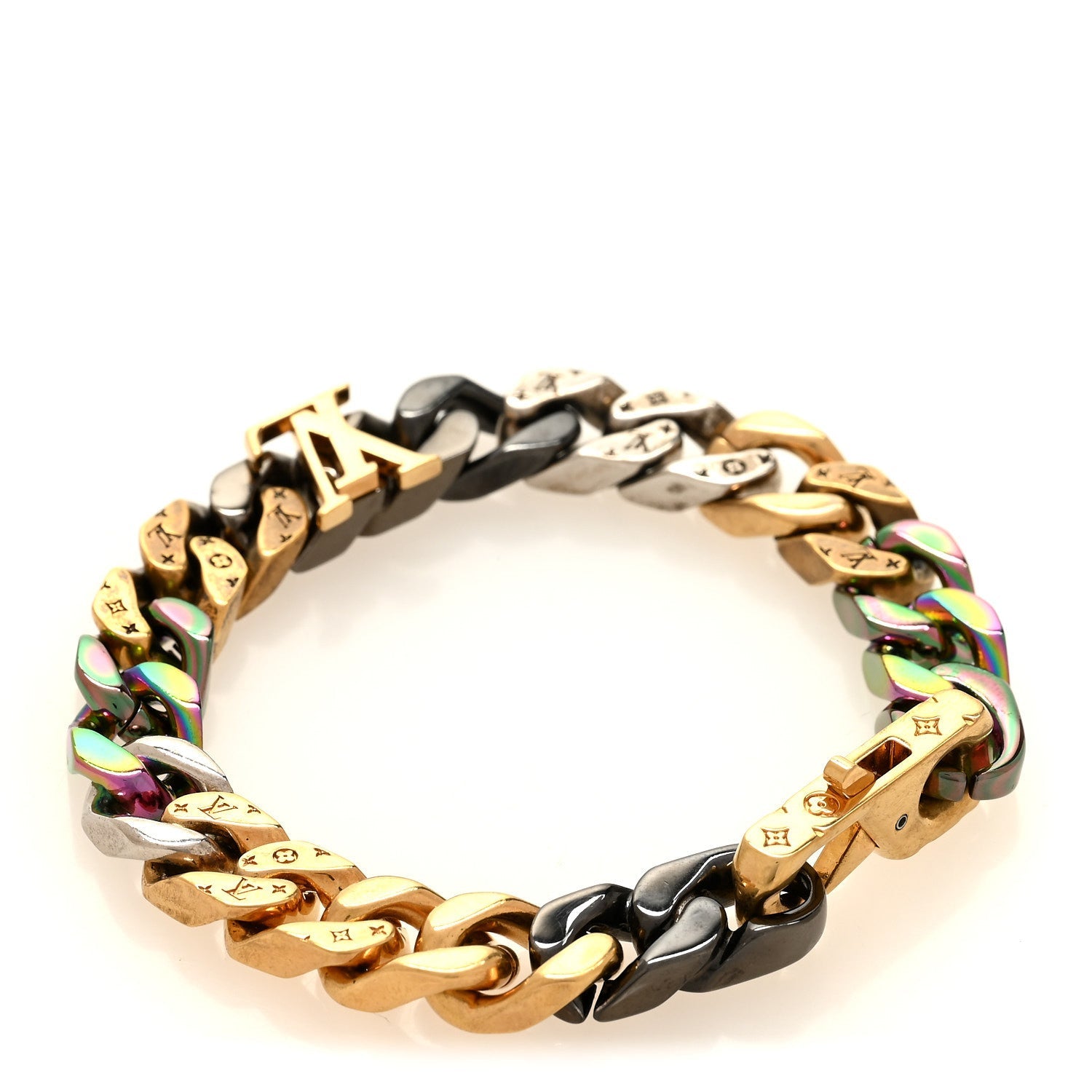 Louis Vuitton Metal Signature Chain Bracelet Rainbow