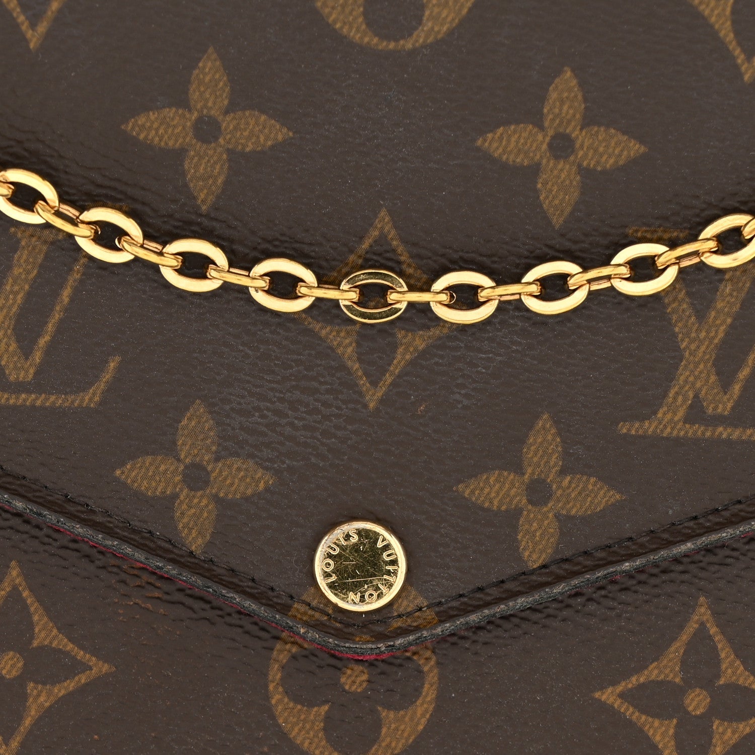 Louis Vuitton Monogram Pochette Felicie Chain Wallet Fuchsia