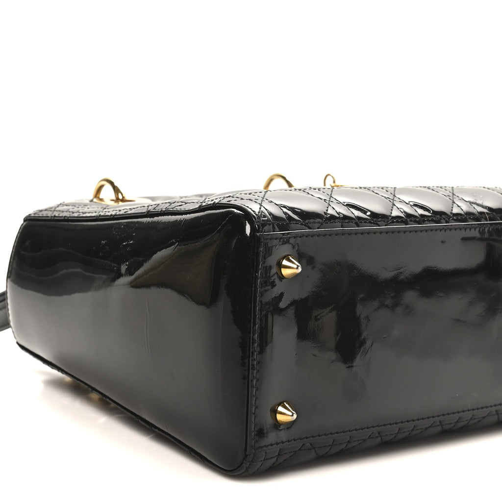 Christian Dior Patent Cannage Medium Lady Dior Black