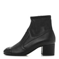 Chanel Stretch Lambskin Cap Toe CC Uniform Short Boots 37.5 Black