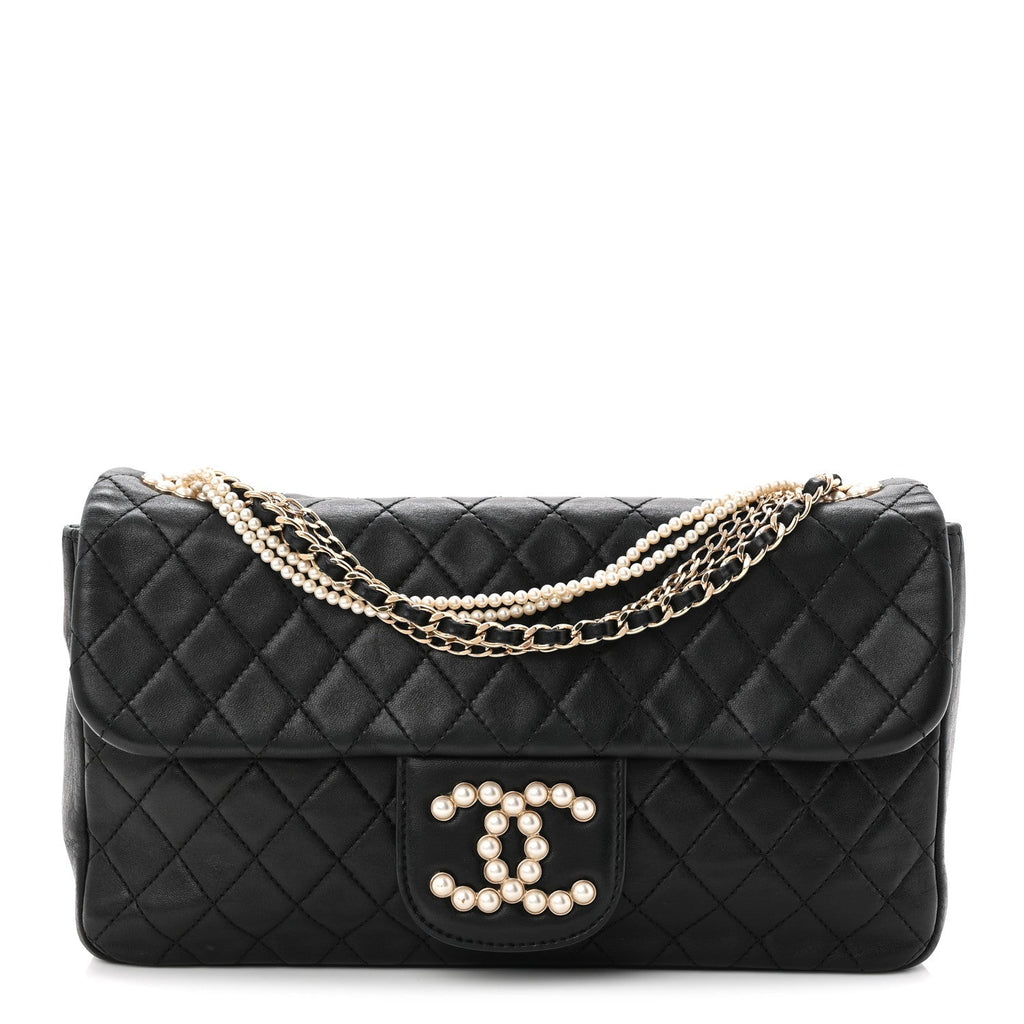 Chanel Lambskin Medium Westminster Pearl Flap Black