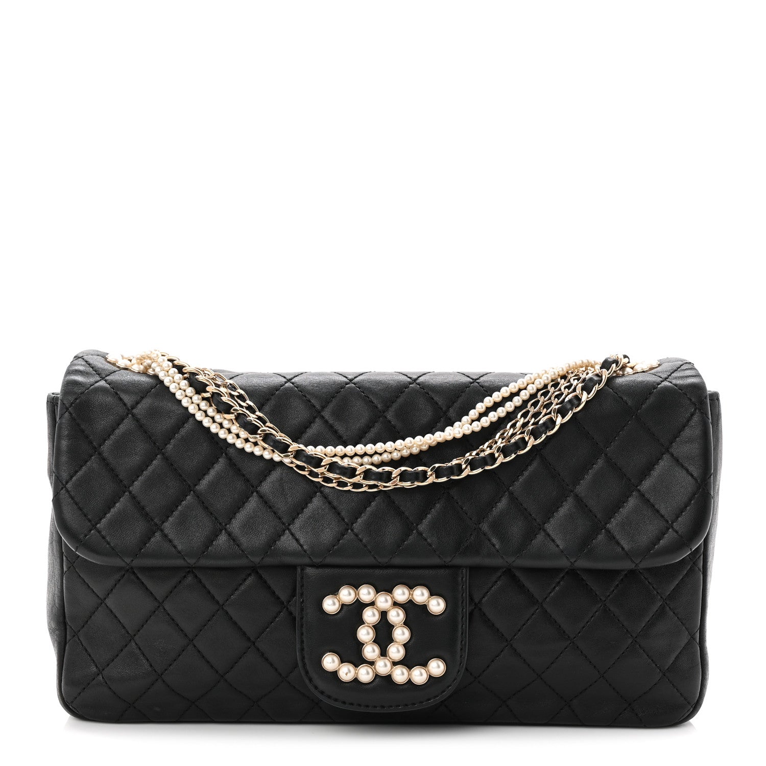 Chanel Lambskin Medium Westminster Pearl Flap Black