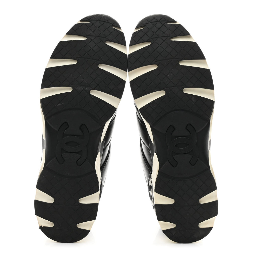 Calfskin Tweed CC Sneakers 41 Black White