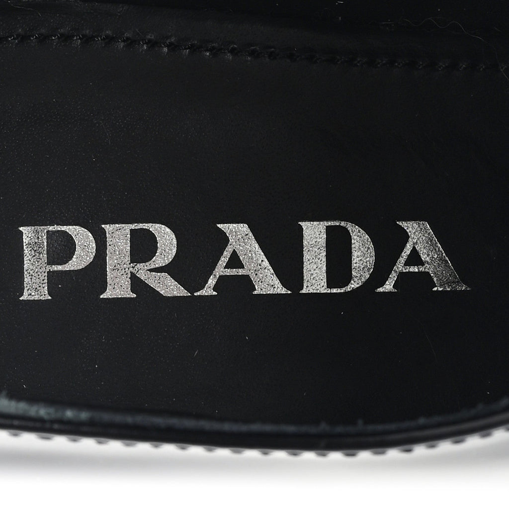 Prada Spazzolato Metal Triangle Logo 50mm Loafers 39 Black