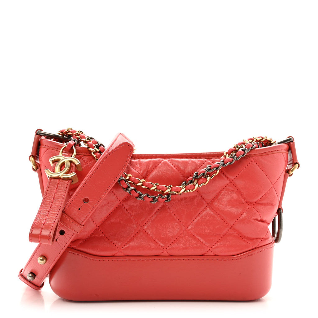 Chanel Aged Calfskin Quilted Small Gabrielle Hobo Pink