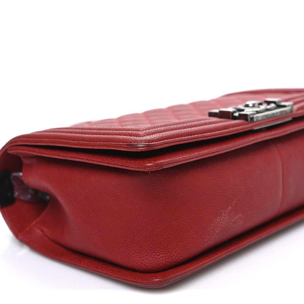 Chanel Caviar Quilted Medium Boy Flap Red